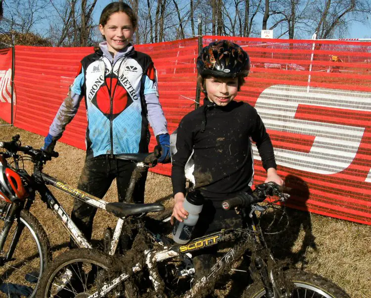 Emma and Caleb Swartz braved the mud of cyclocross at an early age and soon were racing people twice their age. photo: courtesy