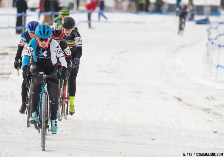 Emma Swartz in the battle for third. 2017 Cyclocross National Championships, U23 Women/Junior Women. © A. Yee / Cyclocross Magazine