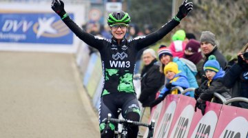 Marianne Vos kicked off 2017 with a perfect winning record for her new WM3 Energie Pro Cycling team. 2017 GP Sven Nys - Baal. © C. Jobb / Cyclocross Magazine