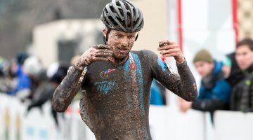 Jack Kisseberth attempts to regain feeling in his hands after a strong ride to finish second in the D2 Collegiate 2015 Cyclocross National Championships. © Cyclocross Magazine
