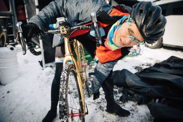 Winberry ready for a snowy play day. 2017 Cyclocross National Championships. Sunday, U23 Men, Elite Women, Elite Men. © J. Curtes / Cyclocross Magazine