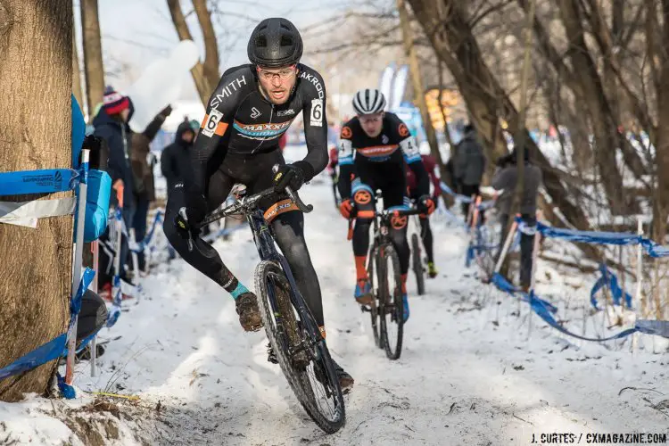 Summerhill, one of two Worlds medalists in the race (Page being the other one), led Werner early on before running into trouble and finishing 40th. 2017 Cyclocross National Championships. Sunday, U23 Men, Elite Women, Elite Men. © J. Curtes / Cyclocross Magazine