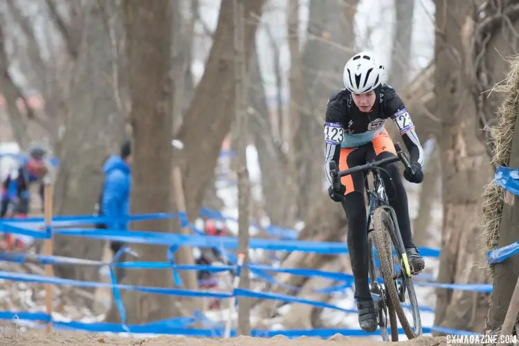 McKenna McKee had a strong race and would finish in third. 2017 Cyclocross National Championships, Junior Women 13-14. © A. Yee / Cyclocross Magazine