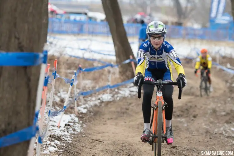 Lizzy Gunsalus on her way to winning the National Championship. 2017 Cyclocross National Championships, Junior Women 13-14. © A. Yee / Cyclocross Magazine