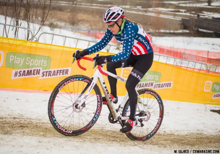 Compton studying the course, ready for a Saturday afternoon battle. UCI Cyclocross World Championships, Bieles, Luxembourg. 1/27/2017 Training. © M. Hilger / Cyclocross Magazine