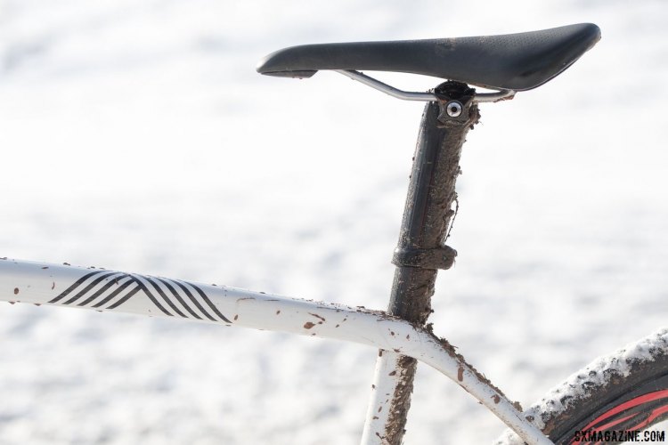 The IsoSpeed Decoupler which adds compliance to the rear. Compton famously has a pretty forward saddle position with a zero setback post. Katie Compton's 13th National Championships-Winning 2017 Trek Boone cyclocross bike. © Cyclocross Magazine