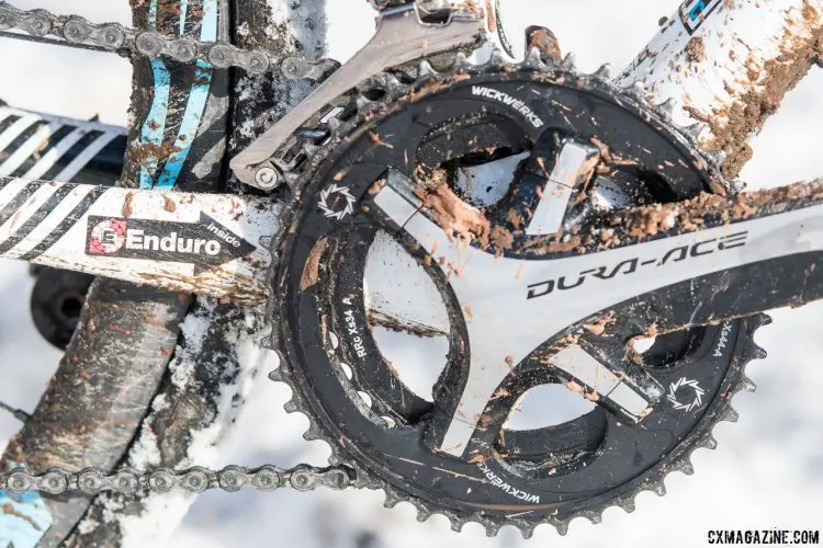 WickWerks is supplies Katie Compton's preferred smaller 34/44 double chainring set. Katie Compton's 13th National Championships-Winning 2017 Trek Boone cyclocross bike. © Cyclocross Magazine