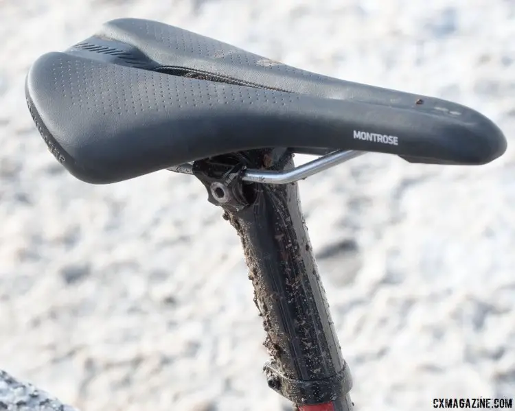 No carbon here - Compton opts for the Bontrager Montrose saddle with ti rails, not carbon. Katie Compton's 13th National Championships-Winning 2017 Trek Boone cyclocross bike. © Cyclocross Magazine