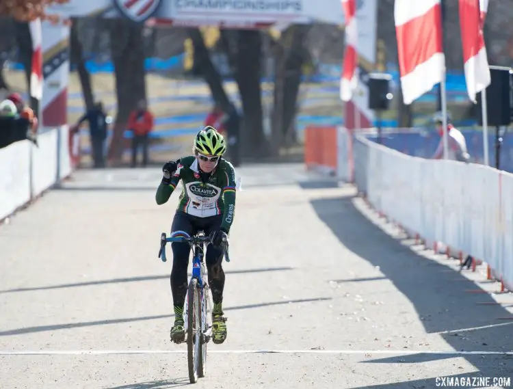 Katrina Dowidchuk content with second. 2017 Cyclocross National Championships, Masters Women 45-49. © A. Yee / Cyclocross Magazine