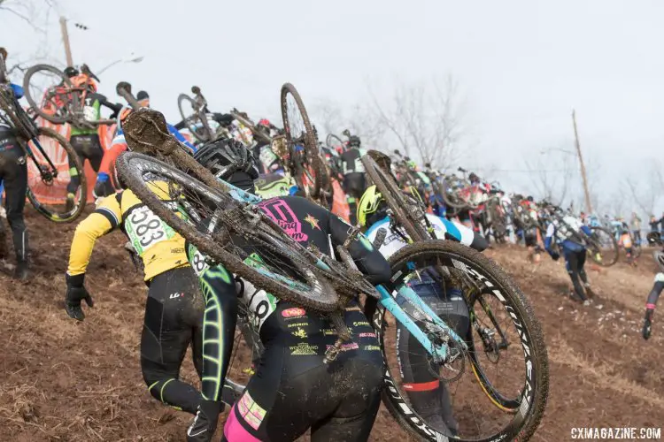 The Masters 45-49 race was a crowded affair, with 114 starters. 2017 Cyclocross National Championships, Masters Men 45-49. © A. Yee / Cyclocross Magazine