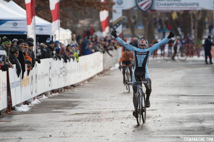 Adam Myerson wins his second Nationals, first since 1997. 2017 Cyclocross National Championships, Masters Men 45-49. © A. Yee / Cyclocross Magazine