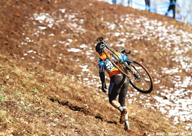 Michael Wilson climbing his way through the field in pursuit of Kevin Hines. 2017 Cyclocross National Championships, Masters Men 55-59. © D. Mable / Cyclocross Magazine