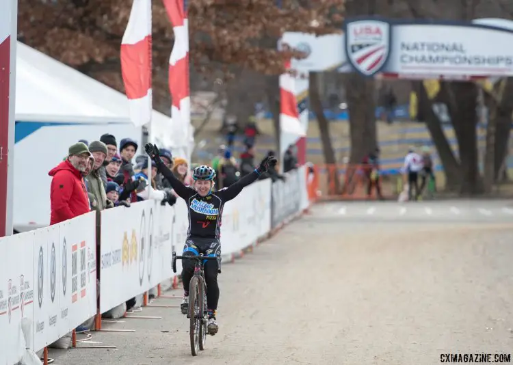 The ageless Laura Van Gilder wins her first Masters National Championship in cyclocross. 2017 Cyclocross National Championships, Masters Women 50-54. © A. Yee / Cyclocross Magazine