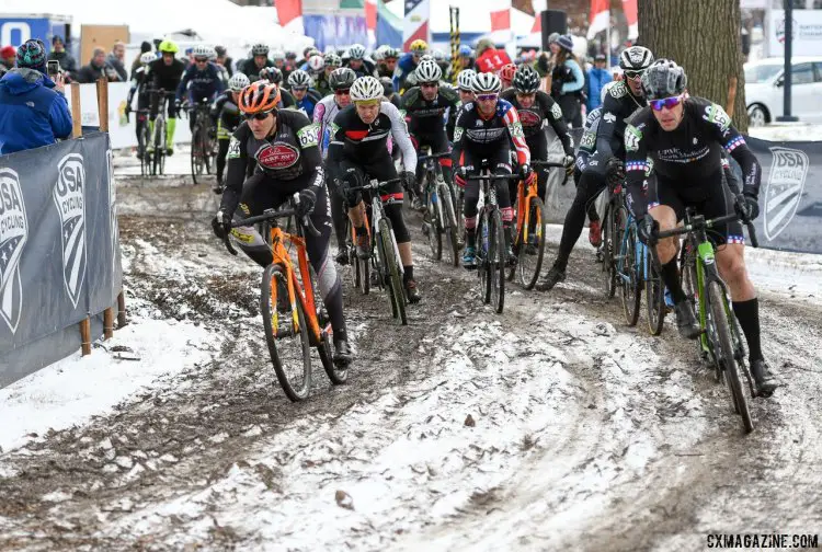 The race for the first turn. 2017 Cyclocross National Championships, Masters Men 50-54. © A. Yee / Cyclocross Magazine