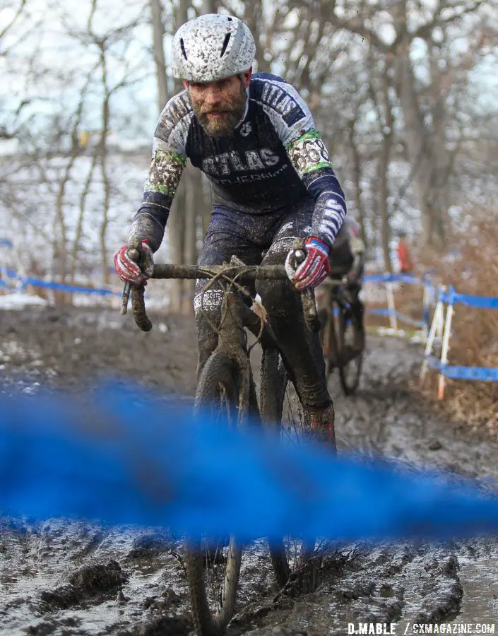 Jim Cochran (Atlas/Other Films Cycling Team) would finish the race in second place. 2017 Cyclocross National Championships, Masters Men 50-54. © D. Mable / Cyclocross Magazine