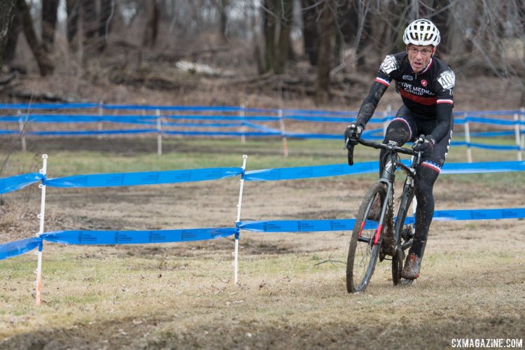 George Smith was the early leader and stayed strong to finish second. 2017 Cyclocross National Championships, Masters Men 60-64. © A. Yee / Cyclocross Magazine