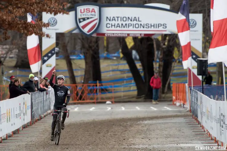 Bob Downs takes his second National Title. 2017 Cyclocross National Championships, Masters Men 65-69. © A. Yee / Cyclocross Magazine