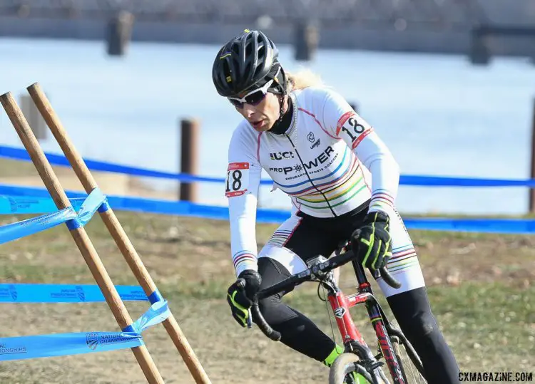 Christina Perkins had a dominant ride to win the 60+ title. 2017 Cyclocross National Championships, Masters Women 60+. © A. Yee / Cyclocross Magazine