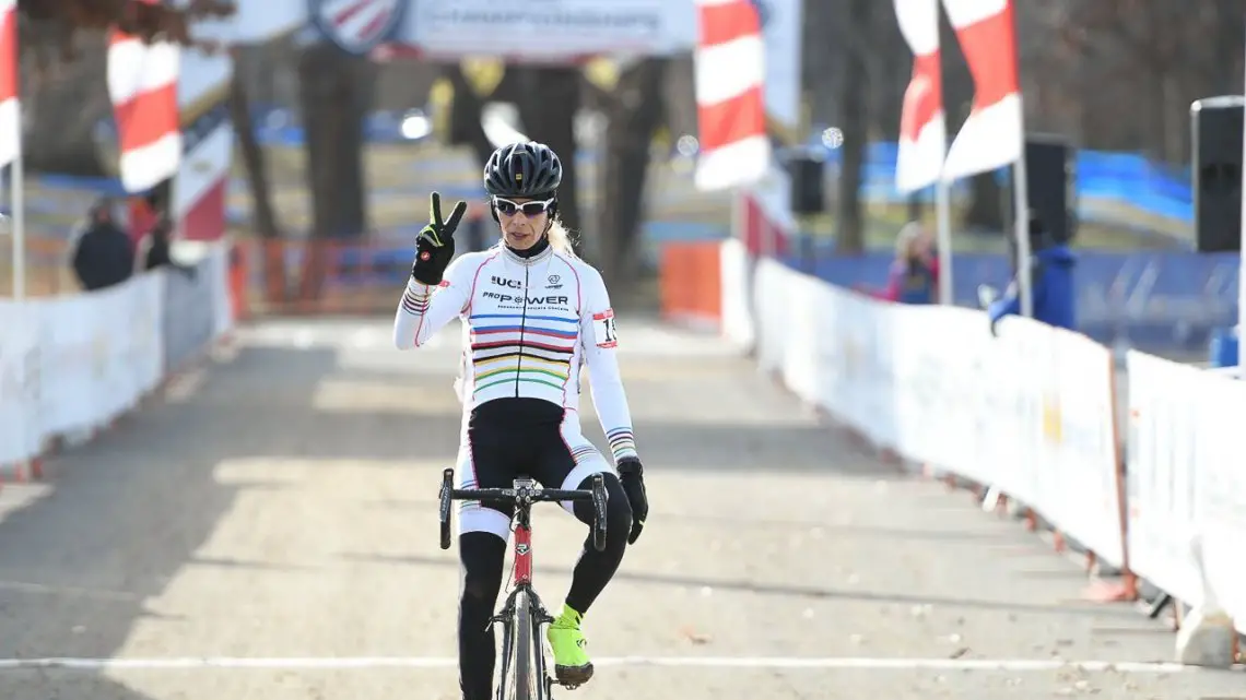 Christina Perkins, winner of Masters 60-64. 2017 Cyclocross National Championships. © A. Yee / Cyclocross Magazine