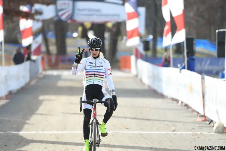 Christina Perkins, winner of Masters 60-64. 2017 Cyclocross National Championships. © A. Yee / Cyclocross Magazine