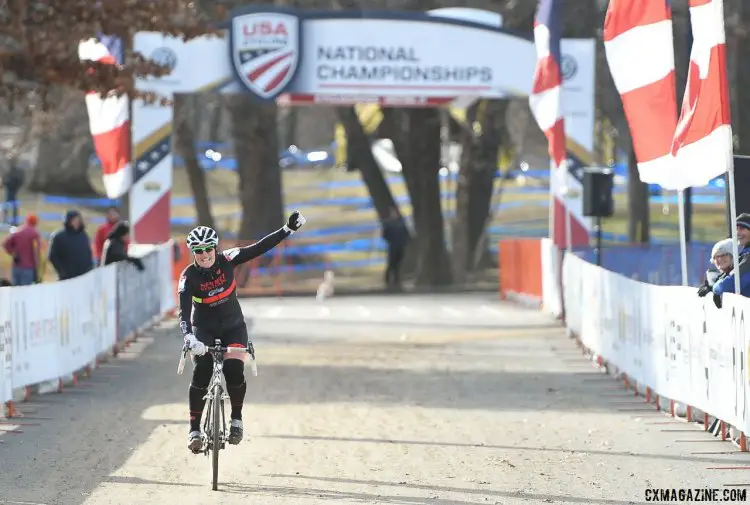 Tove Shere wins the 2017 Cyclocross National Championships, Masters Women 65-69. © A. Yee / Cyclocross Magazine