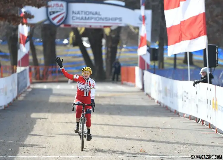 Julie Lockhart wins another Nationals title with her 2017 Cyclocross National Championships, Masters Women 75-79 win. © A. Yee / Cyclocross Magazine