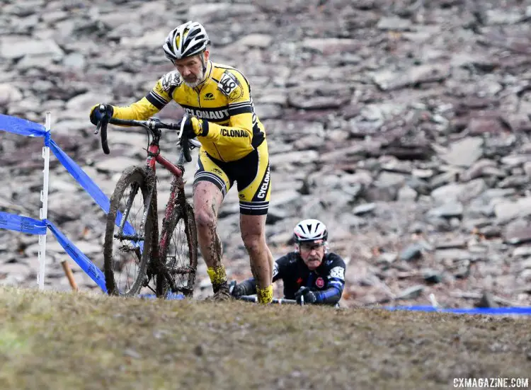 George Pawle leads Fred Wittwer during the 2017 Cyclocross National Championships, Masters Men 65-69. © A. Yee / Cyclocross Magazine