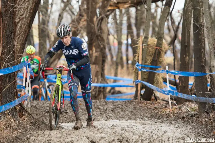Robert Dillon had a good race and would finish the day in third out of 31 competitors for the Masters Men 65-69 race at the 2017 Cyclocross National Championships . © A. Yee / Cyclocross Magazine