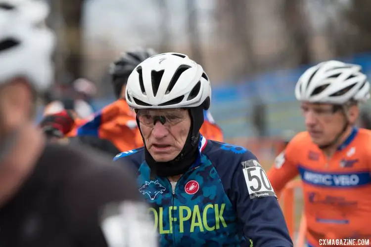 Fred Schmid readies for the 2017 Cyclocross National Championships race, Masters Men 70+. © A. Yee / Cyclocross Magazine