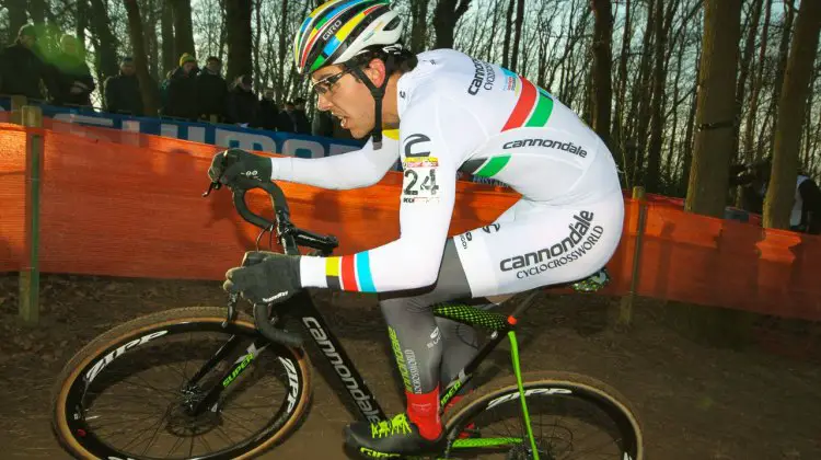 Pan American champion Curtis White had a strong ride to finish 10th. 2017 Hoggerheide UCI Cyclocross World Cup. U23 Men. © C. Jobb / Cyclocross Magazine