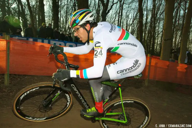 Pan American champion Curtis White had a strong ride to finish 10th. 2017 Hoggerheide UCI Cyclocross World Cup. U23 Men. © C. Jobb / Cyclocross Magazine