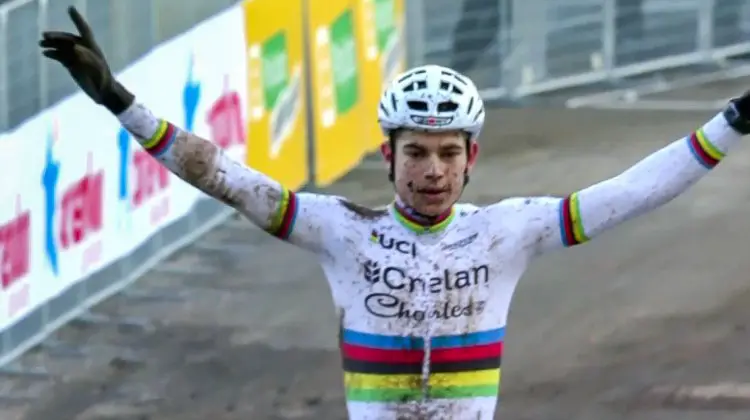 Wout van Aert wins the 2017 Fiuggi Cyclocross World Cup in Italy, secures 2016/2017 UCI World Cup overall title.
