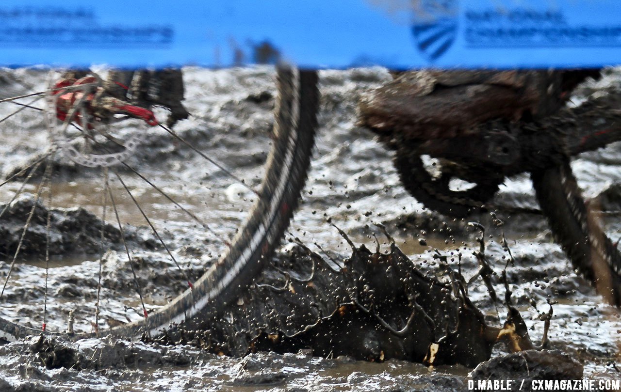 Changing conditions meant slick mud and icy ruts. 2017 Cyclocross National Championships, Masters Men 45-49. © D. Mable / Cyclocross Magazine