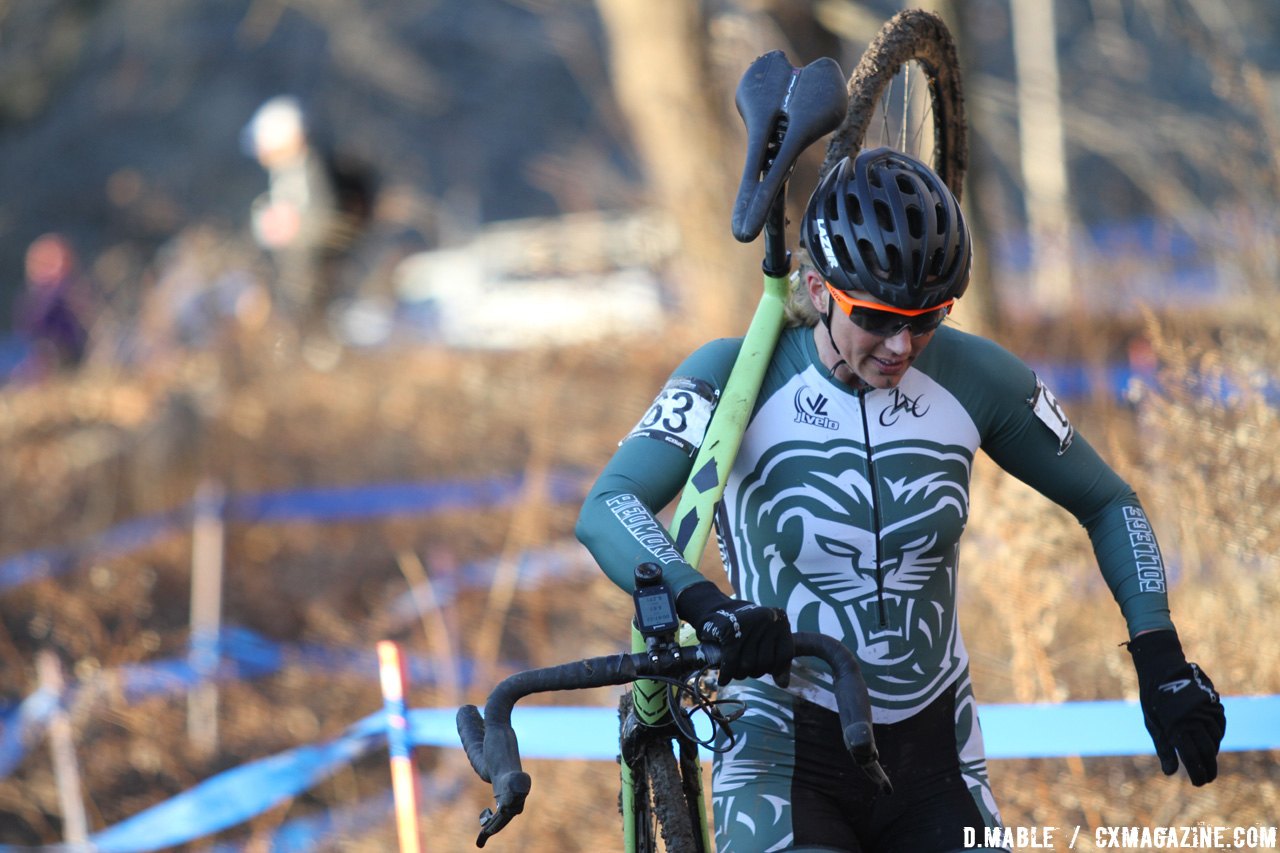 Eric Allar roars to a top 15 finish for Piedmont College. 2017 Cyclocross National Championships, Women's Collegiate Varsity Race. © D. Mable / Cyclocross Magazine