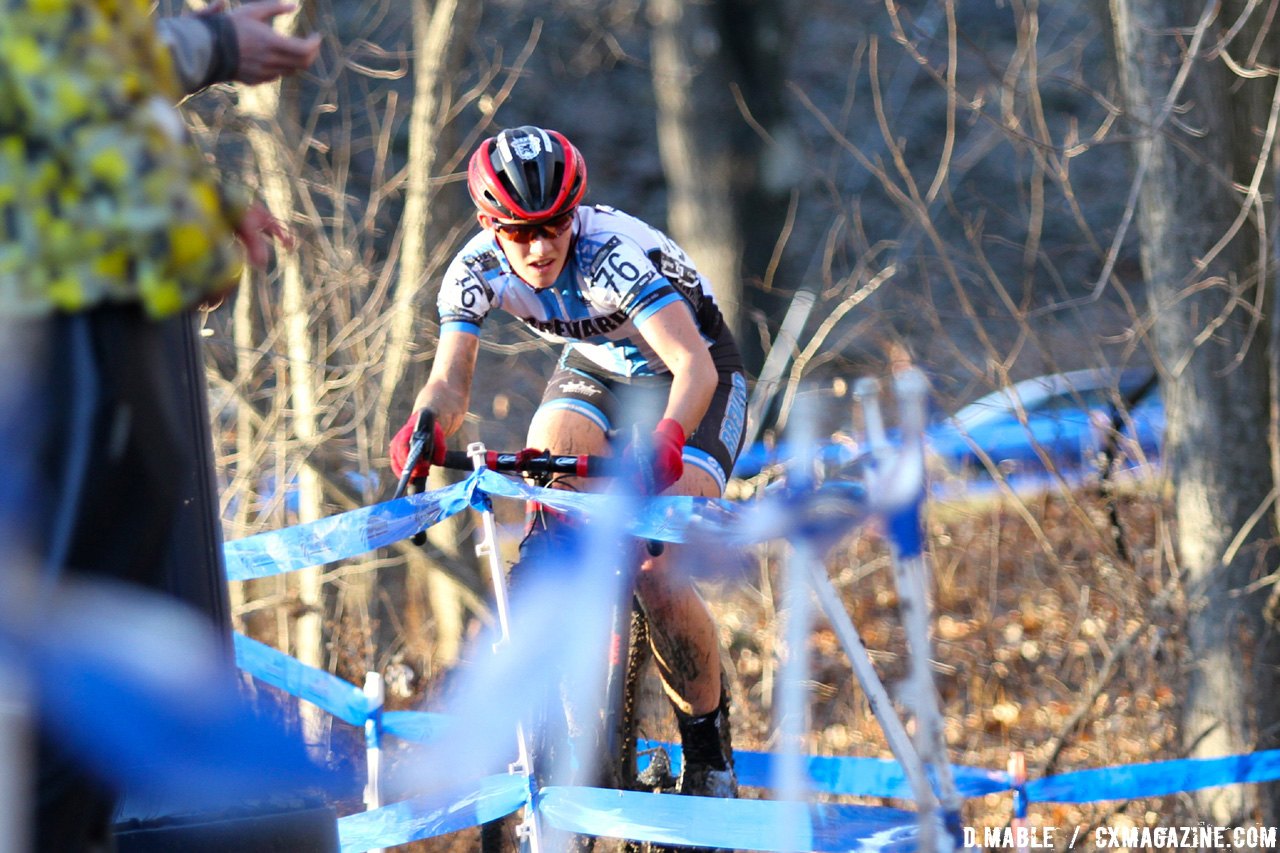 Hannah Arensman on her way to fourth behind her sister Allison. 2017 Cyclocross National Championships, Women's Collegiate Varsity Race. © D. Mable / Cyclocross Magazine