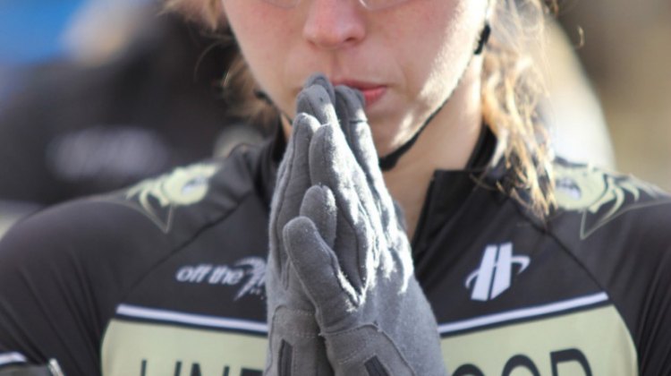Finchamp visualizing the victory to come. 2017 Cyclocross National Championships, Women's Collegiate Varsity Race. © D. Mable / Cyclocross Magazine