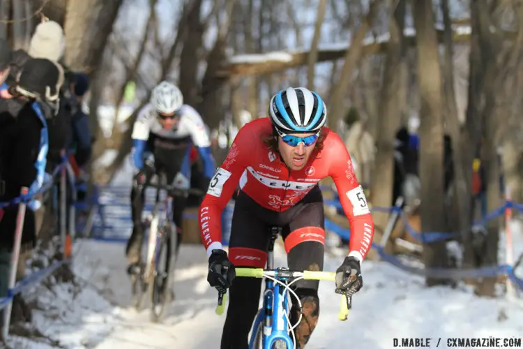 Jamey Driscoll fought his way into second place after a slow start. 2017 Cyclocross National Championships, Elite Men. © D. Mable/ Cyclocross Magazine