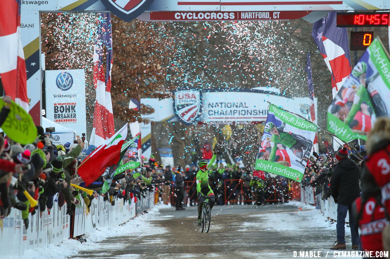 Stephen Hyde has won three national championships for the Cannondale p/b CyclocrossWorld team. 2017 Cyclocross National Championships, Elite Men. © D. Mable/ Cyclocross Magazine