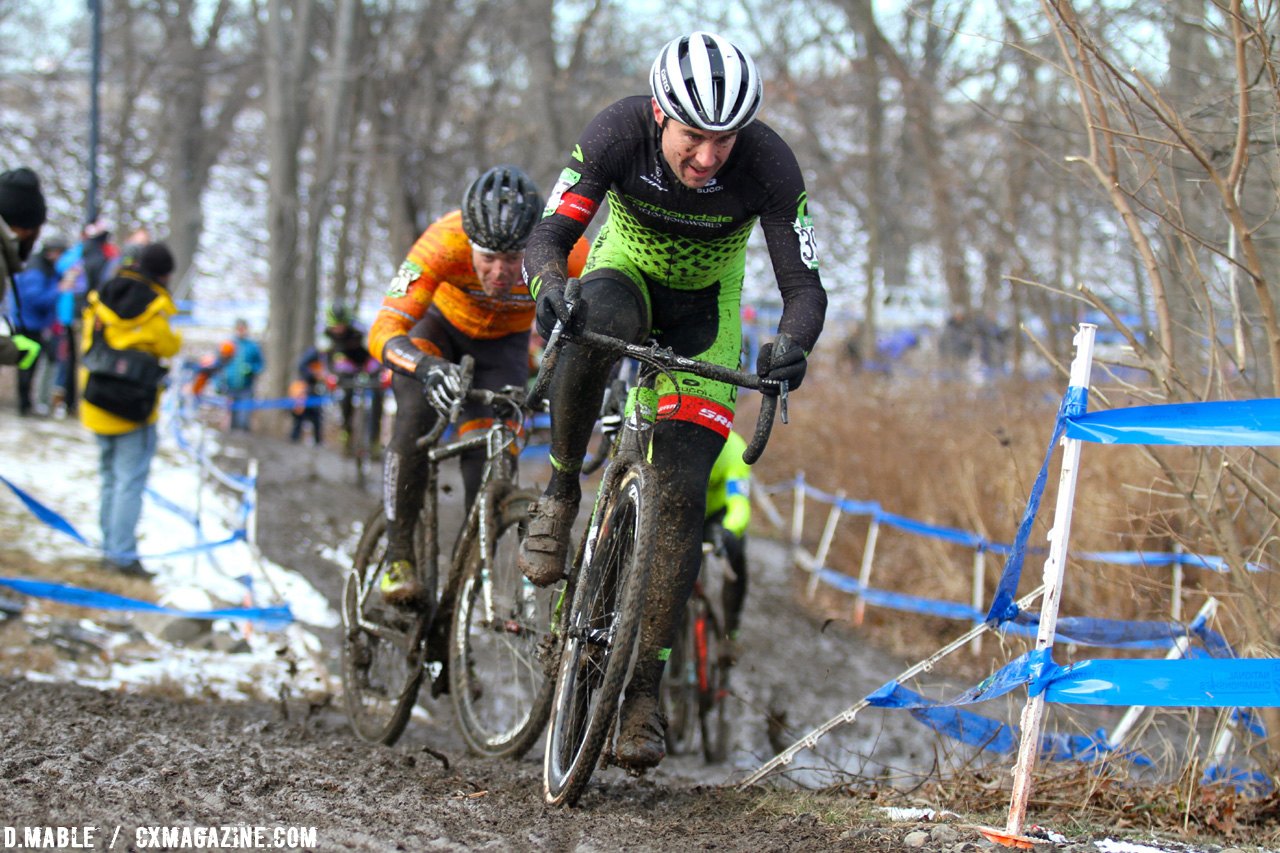 Mathew Timmerman leading on the climb. 2017 Cyclocross National Championships Masters Men 40-44. © D. Mable / Cyclocross Magazine