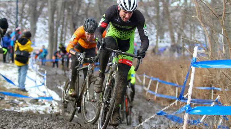 Mathew Timmerman leading on the climb. 2017 Cyclocross National Championships Masters Men 40-44. © D. Mable / Cyclocross Magazine