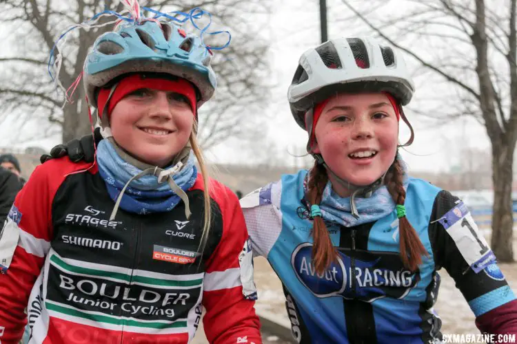 Haydn Hludzinski and Kaya Musgrave are good friends as well as competitors and show what true sportsmanship is all about. 2017 Cyclocross National Championships. © A. Yee / Cyclocross Magazine