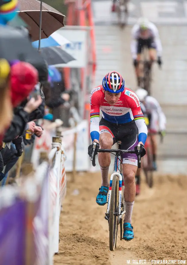 Mathieu van der Poel has been on a tear since Worlds, and was supreme in the sand and woods of the 2017 Krawatencross, Lille. © M. Hilger / Cyclocross Magazine