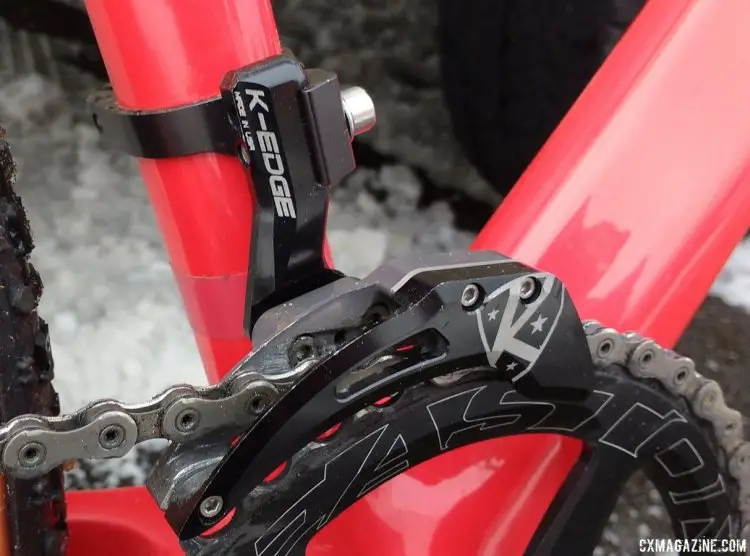 American-made K-Edge chain guide kept at least one mechanical thing in order for Vermeersch this season. © Cyclocross Magazine