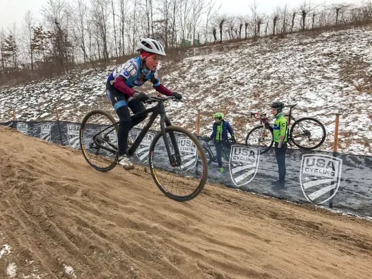 Kaya Musgrave at speed on her carbon mystery bike. Photo courtesy of Scott Musgrave.