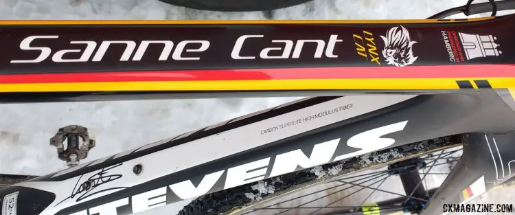 There's no question whose bike this is, between Cant's name, signature, and Lynx Cat. 2017 Cyclocross World Championships bikes. © Cyclocross Magazine