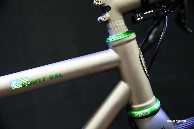 Moots debuted their gravel race bike: an emerald green Chris King collaboration. © C. Fegan-Kim for Cyclocross Magazine