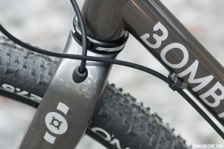 Clean, internal routing of the hydraulic hose on the Bombtrack Hook EXT fork. © Cyclocross Magazine