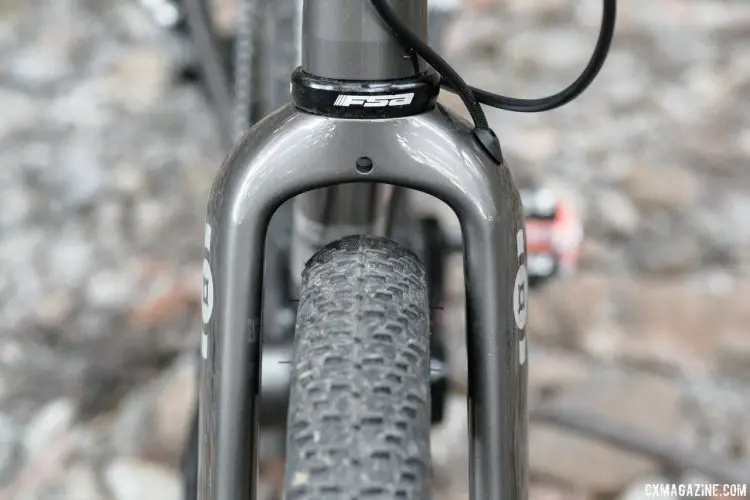 Bombtrack Hook EXT cyclocross/gravel/adventure bike has gobs of clearance around the 2.1" 27.5" WTB Nano, and also accomodates 700x45c tires. © Cyclocross Magazine
