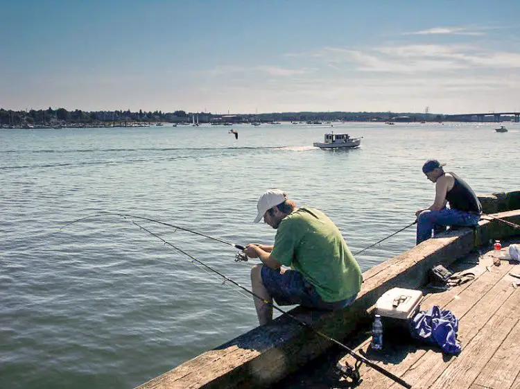 Side-by-side, staring into the water or out to sea makes fishing a common guy's bonding activity. photo: Robert Pos