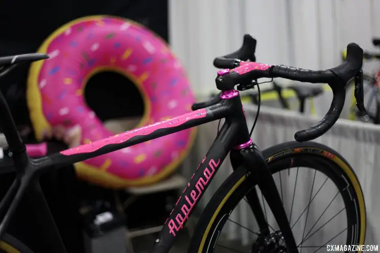 Matt Appleman's Pink Doughnut gravel bike featured epoxy-based frosting to match the hot pink logos and headset. NAHBS 2017. © C. Fegan-Kim Cyclocross Magazine